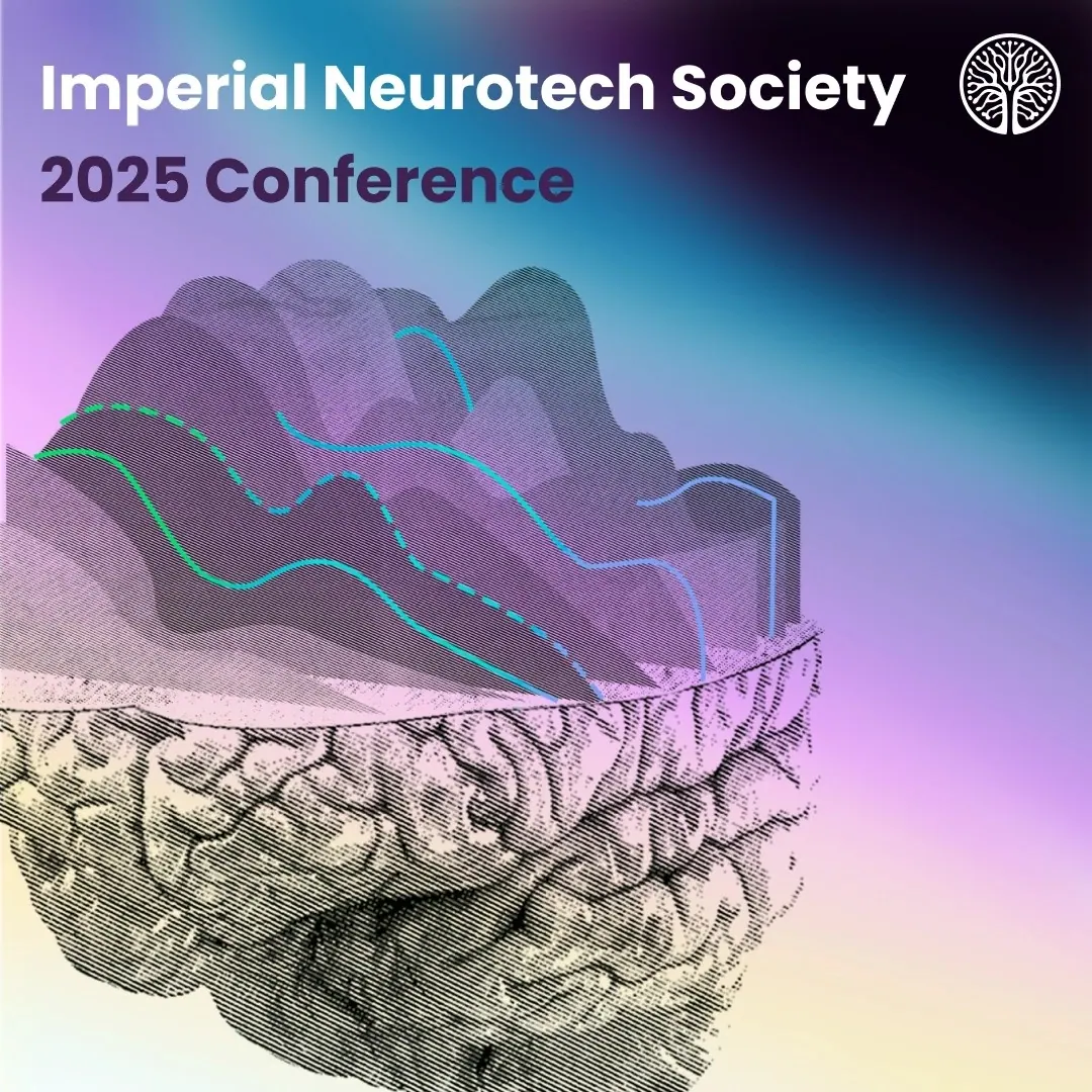 Imperial Neurotech Society 2025 Conference poster with a stylised layered brain